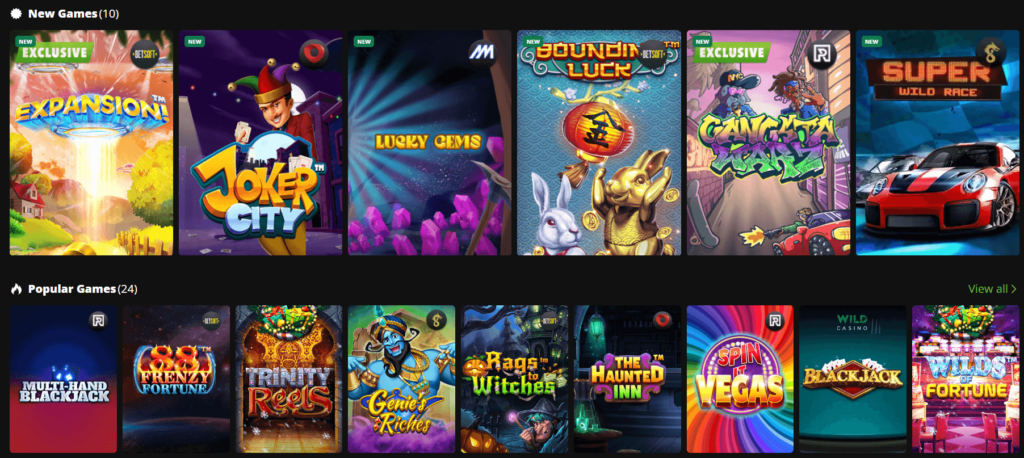 Wild Casino games